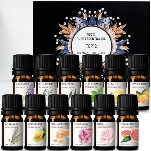 Aceites Esenciales Kit de Aceites Puros al 100% - Set de Regalo de 12 Aceites de Aromaterapia - 12...