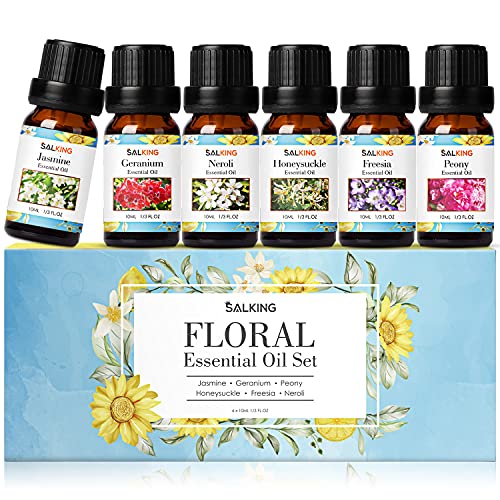 SALKING Flores Aceites Esenciales para Humidificador Difusor 6 x 10 ml,100% Puro Aceites Esenciales...